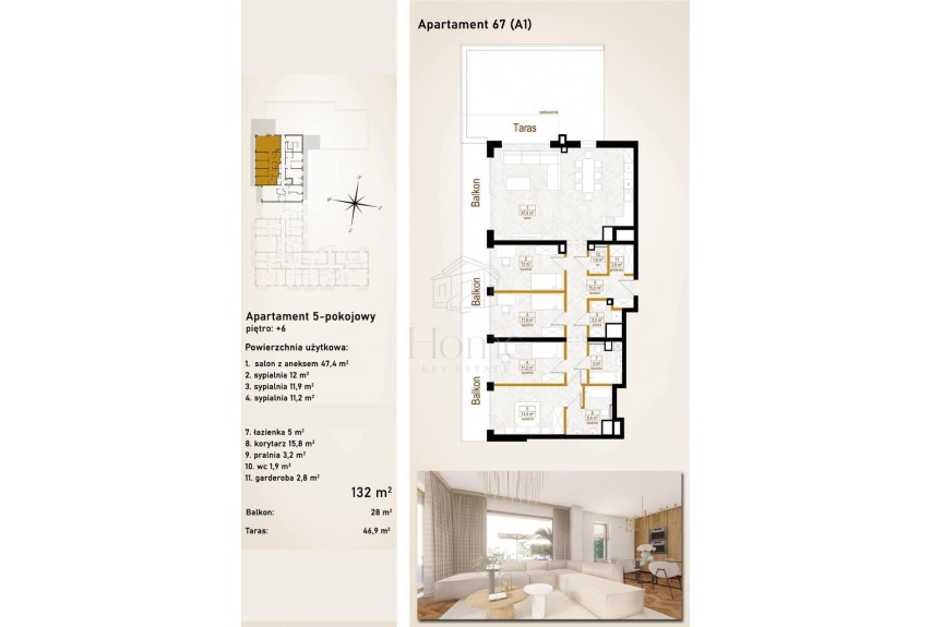 Ł&oacute;dź, Ł&oacute;dź-Śr&oacute;dmieście, Rewolucji 1905 r. 59B, Apartament premium w cetrum Łodzi z tarasem 50 m2